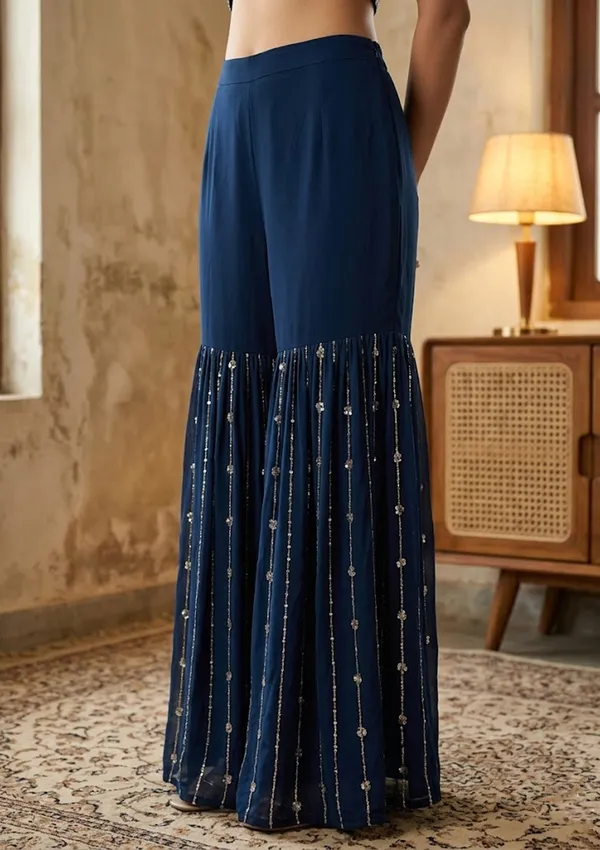 Navy_Blue_Georgette_Cutdana_Straight_Kurta_With_Sharara_And_Dupatta
