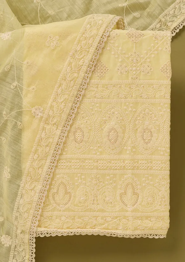 Lemon_Yellow_Cotton_Threadwork_Unstitched_Dress_Material_With_Matching_Bottom_And_Dupatta