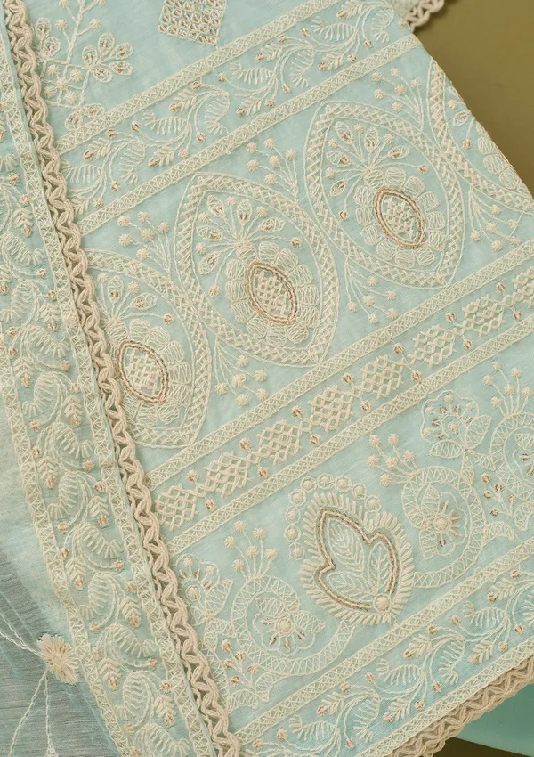 Sky_Blue_Cotton_Threadwork_Unstitched_Dress_Material_With_Matching_Bottom_And_Dupatta