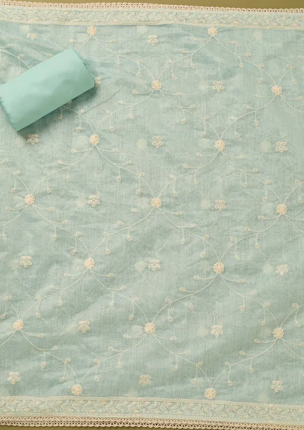 Sky_Blue_Cotton_Threadwork_Unstitched_Dress_Material_With_Matching_Bottom_And_Dupatta
