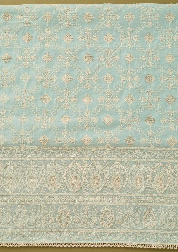 Sky_Blue_Cotton_Threadwork_Unstitched_Dress_Material_With_Matching_Bottom_And_Dupatta