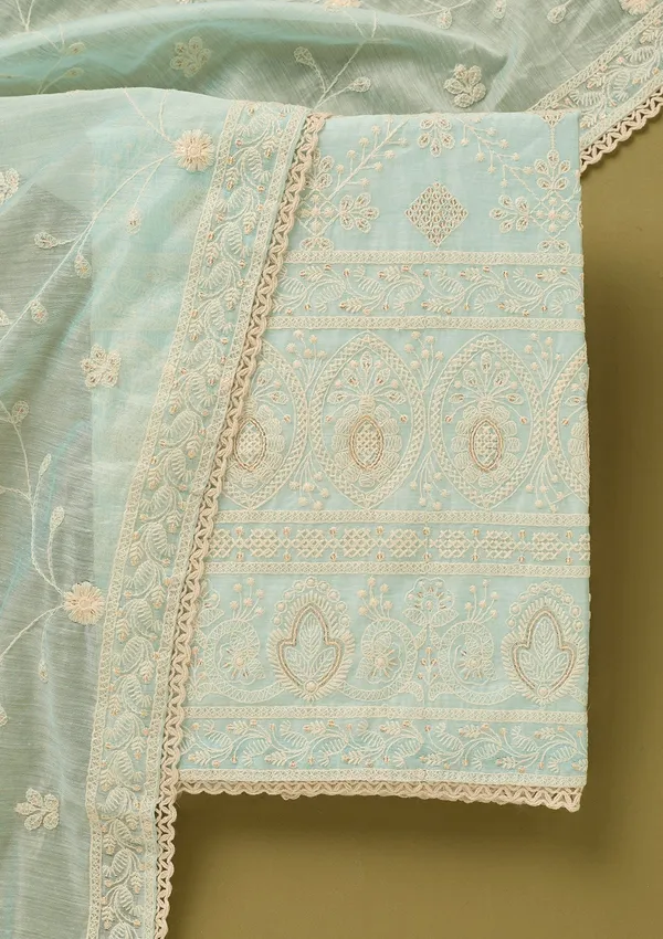 Sky_Blue_Cotton_Threadwork_Unstitched_Dress_Material_With_Matching_Bottom_And_Dupatta