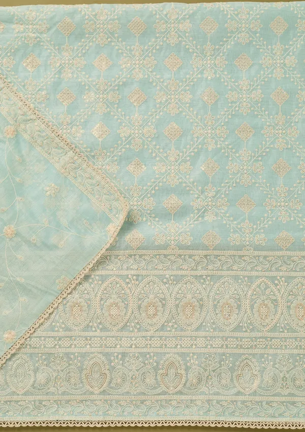 Sky_Blue_Cotton_Threadwork_Unstitched_Dress_Material_With_Matching_Bottom_And_Dupatta