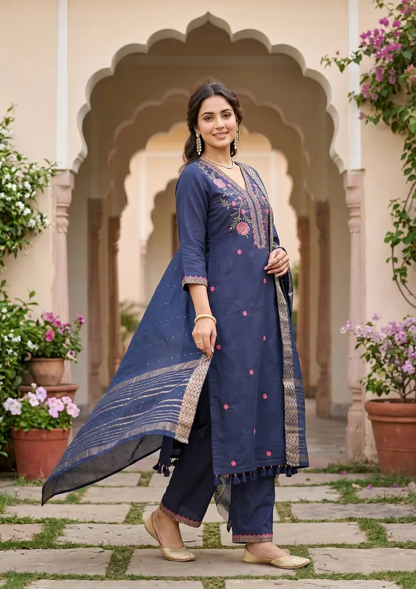 Navy_Blue_Art_Silk_Threadwork_Straight_Kurta_With_Pant_Regular_And_Dupatta