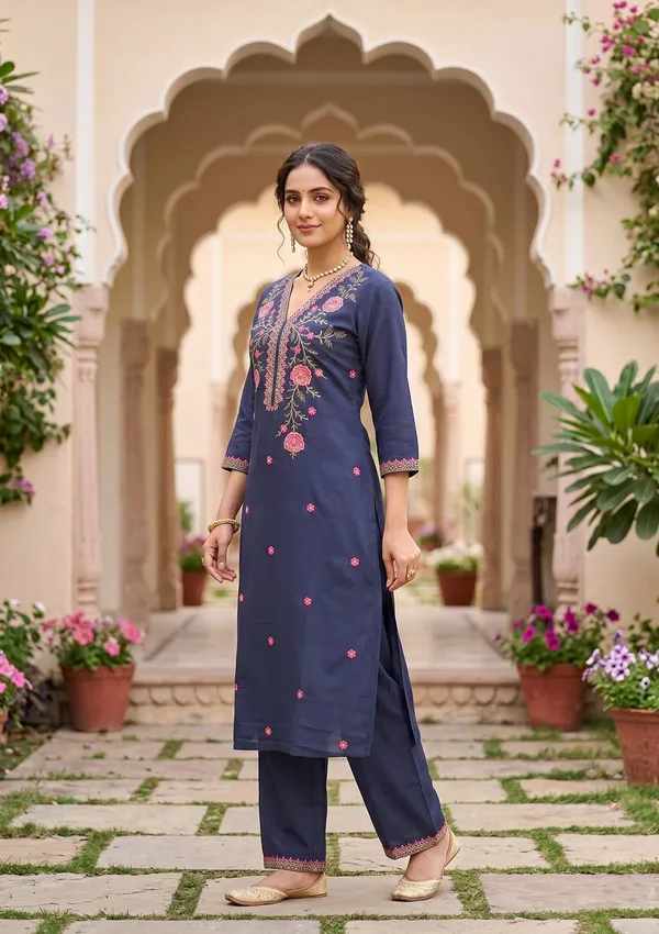 Navy_Blue_Art_Silk_Threadwork_Straight_Kurta_With_Pant_Regular_And_Dupatta