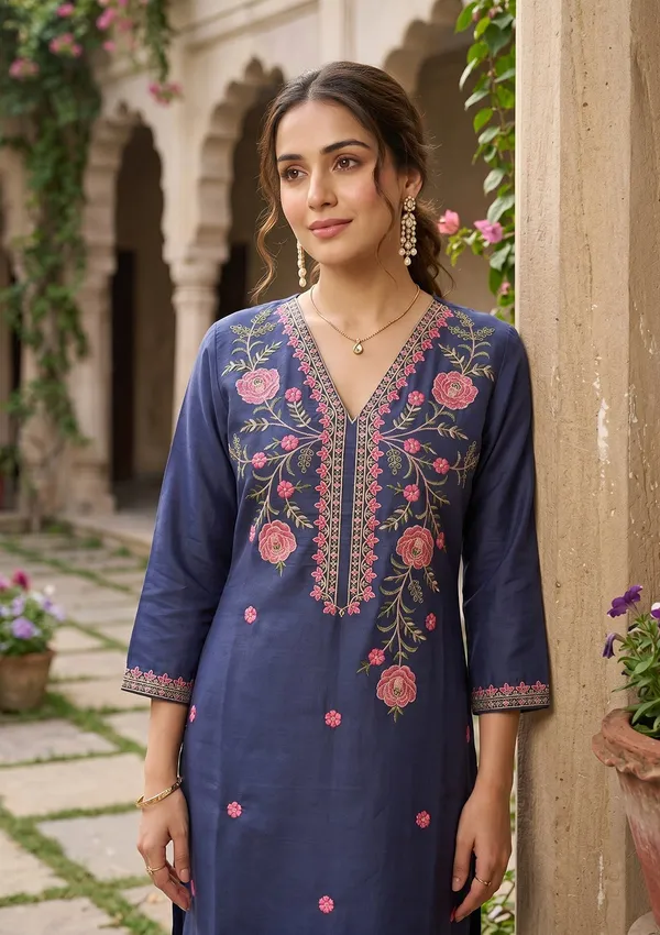 Navy_Blue_Art_Silk_Threadwork_Straight_Kurta_With_Pant_Regular_And_Dupatta