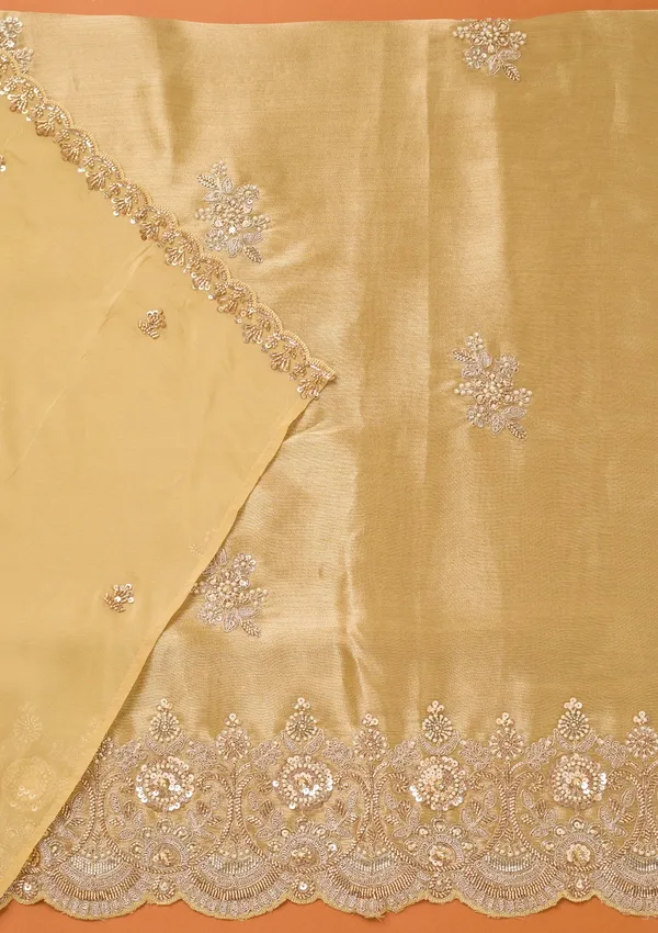 Beige_Tissue_Cutdana_Unstitched_Dress_Material_With_Matching_Bottom_And_Dupatta