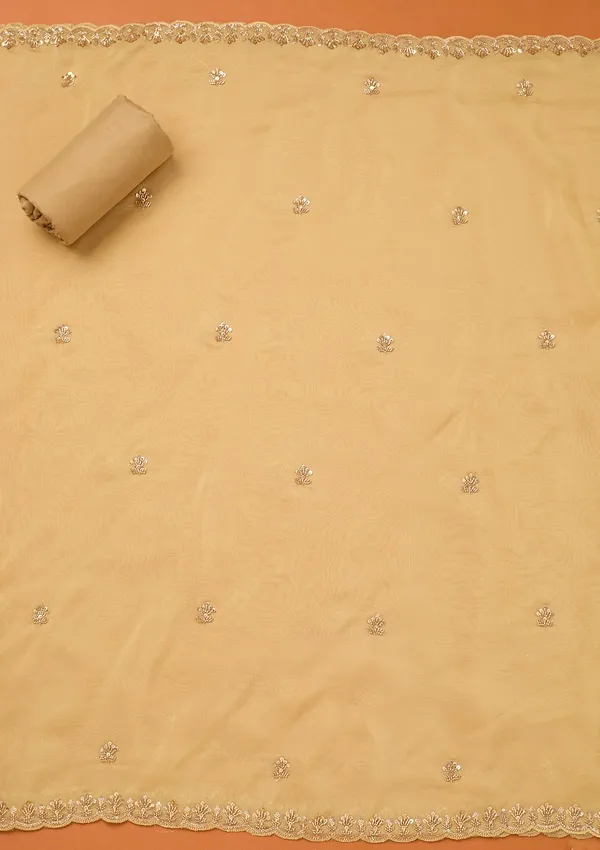 Beige_Tissue_Cutdana_Unstitched_Dress_Material_With_Matching_Bottom_And_Dupatta