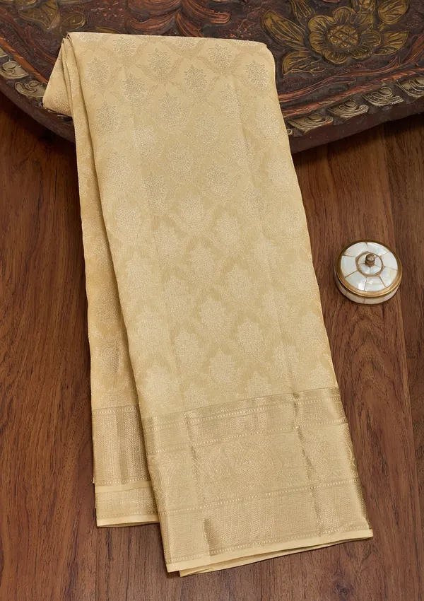 Beige_Silk_Jaal_Gold_Zariwork_Saree_With_Matching_Blouse_Piece