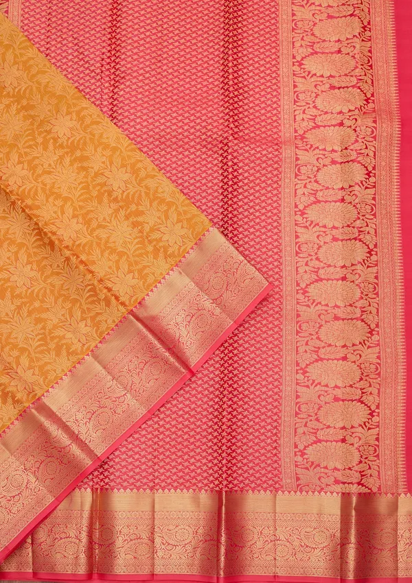 Mustard_Silk_Jaal_Gold_Zariwork_Saree_With_Matching_Blouse_Piece