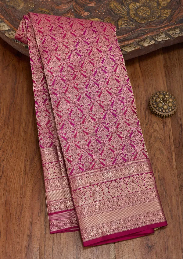 Lavender_Silk_Jaal_Gold_Zariwork_Saree_With_Matching_Blouse_Piece