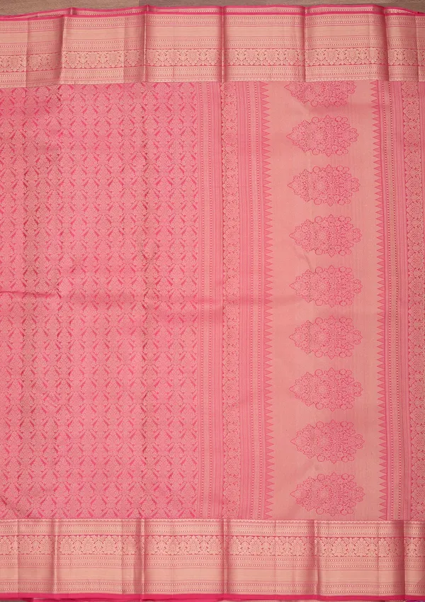 Pink_Silk_Jaal_Gold_Zariwork_Saree_With_Matching_Blouse_Piece