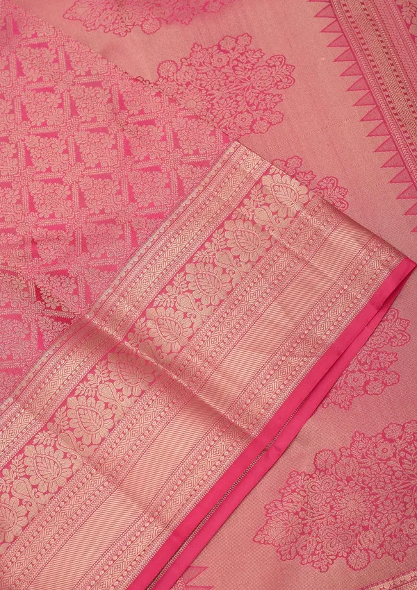 Pink_Silk_Jaal_Gold_Zariwork_Saree_With_Matching_Blouse_Piece