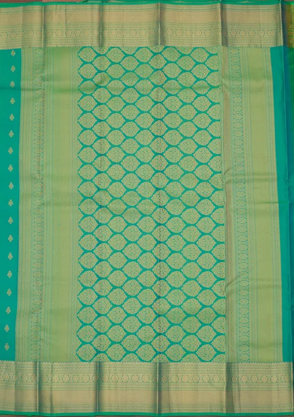 Rama_Green_Silk_Buti_Zariwork_Saree_With_Matching_Blouse_Piece