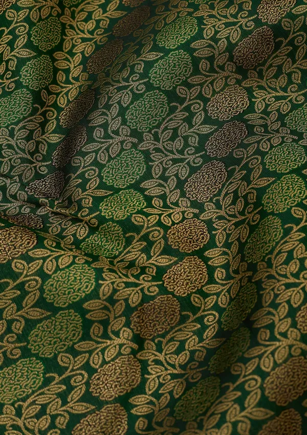Bottle_Green_Pure_Silk_Jaal_Zariwork_Saree_With_Matching_Blouse_Piece