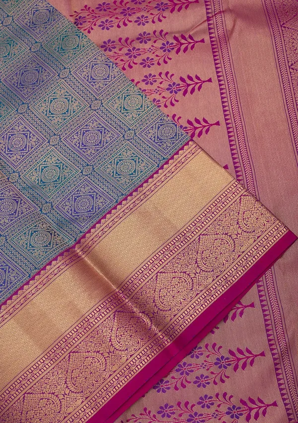 Peacock_Blue_Kanjivaram_Pure_Silk_Saree