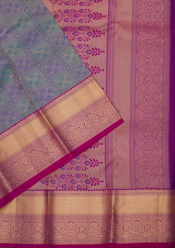 Peacock_Blue_Kanjivaram_Pure_Silk_Saree