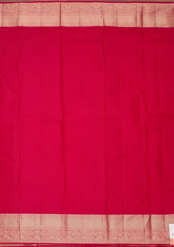 Rani_Pink_Pure_Silk_Jaal_Zariwork_Saree_With_Matching_Blouse_Piece