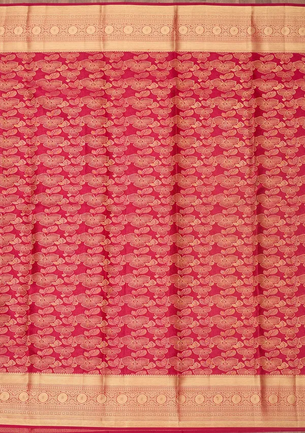 Rani_Pink_Silk_Jaal_Zariwork_Saree_With_Matching_Blouse_Piece