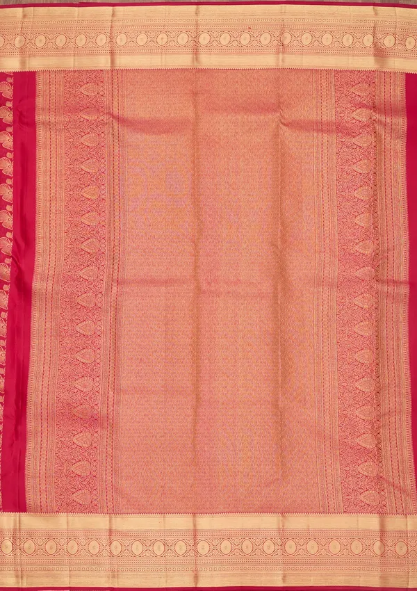 Rani_Pink_Silk_Jaal_Zariwork_Saree_With_Matching_Blouse_Piece