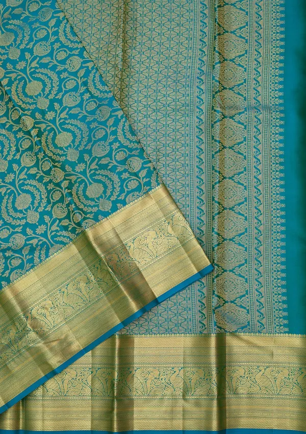 Turquoise_Blue_Dharmavaram_Pure_Silk_Saree