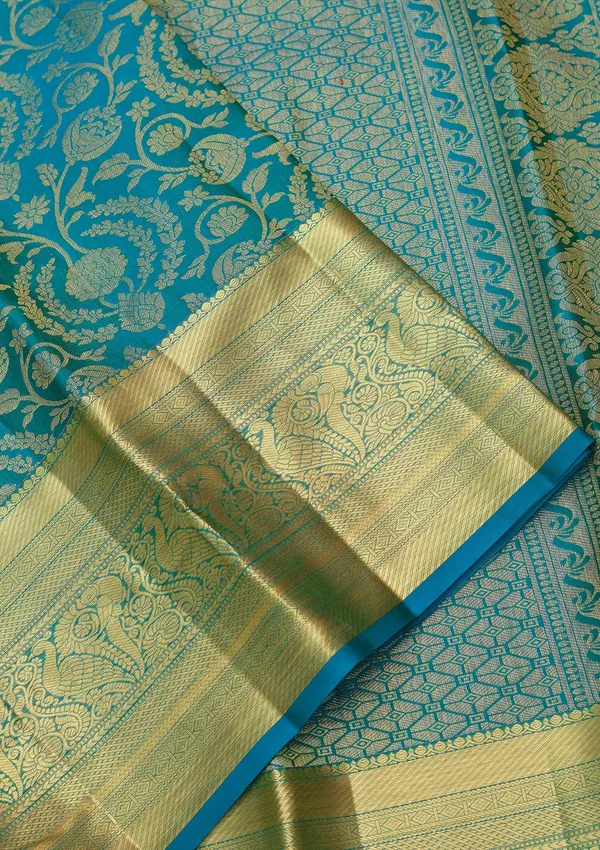 Turquoise_Blue_Dharmavaram_Pure_Silk_Saree