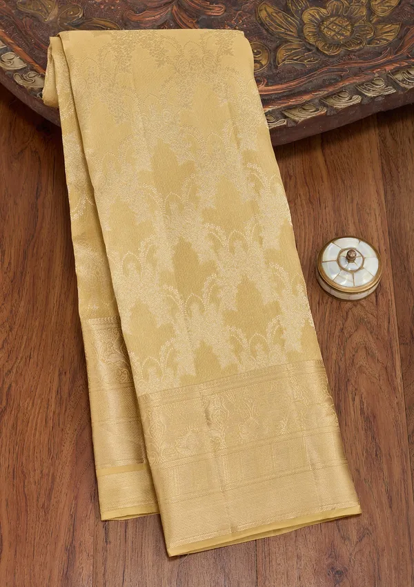 Beige_Pure_Silk_Jaal_Gold_Zariwork_Saree_With_Matching_Blouse_Piece