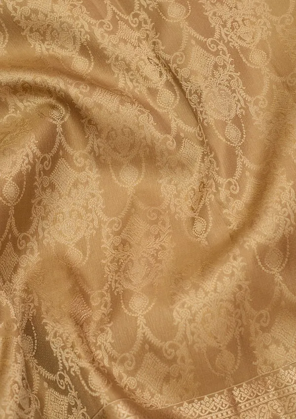 Mehendi_Pure_Silk_Jaal_Zariwork_Saree_With_Matching_Blouse_Piece