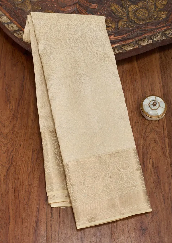 Cream_Silk_Jaal_Silver_Zariwork_Saree_With_Matching_Blouse_Piece