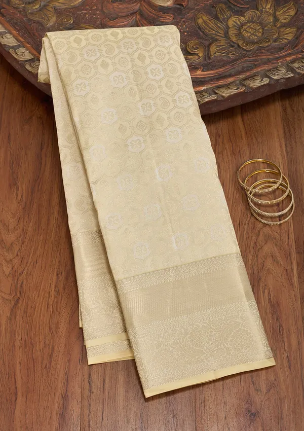 Cream_Silk_Jaal_Silver_Zariwork_Saree_With_Matching_Blouse_Piece