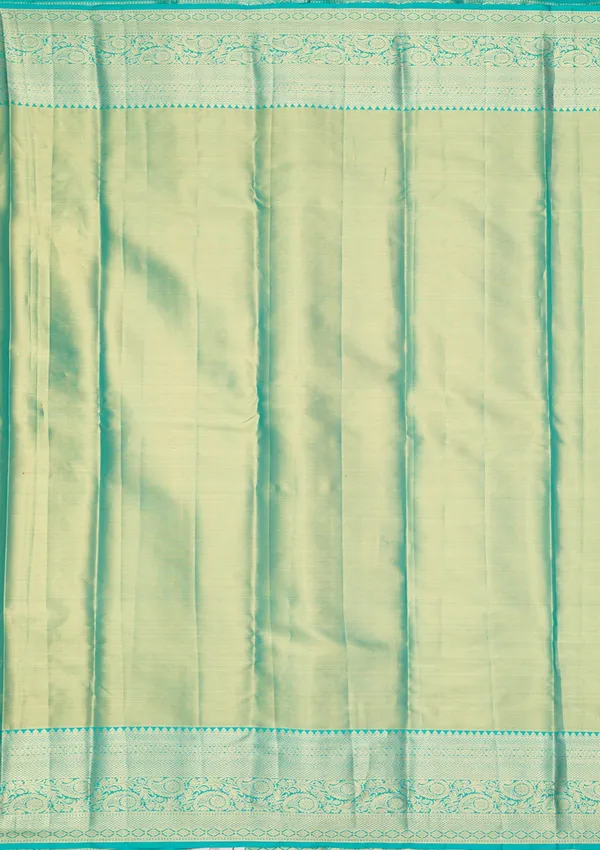 Sea_Green_Silk_Jaal_Gold_Zariwork_Saree_With_Matching_Blouse_Piece