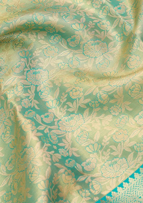 Sea_Green_Silk_Jaal_Gold_Zariwork_Saree_With_Matching_Blouse_Piece