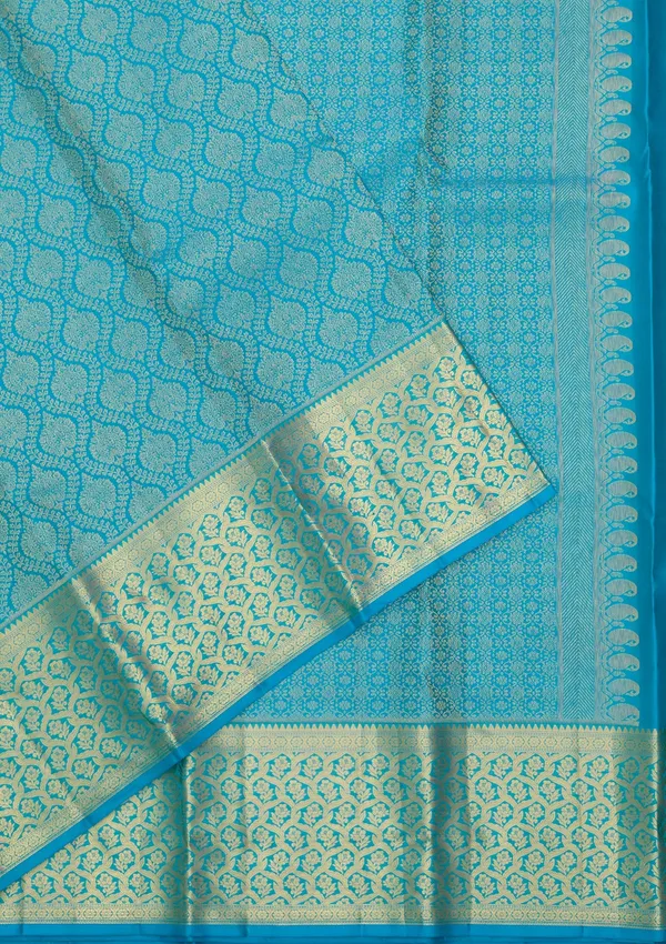 Turquoise_Blue_Silk_Jaal_Gold_Zariwork_Saree_With_Matching_Blouse_Piece