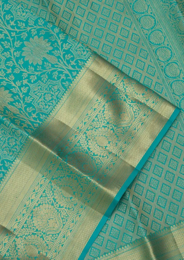 Turquoise_Blue_Dharmavaram_Pure_Silk_Saree