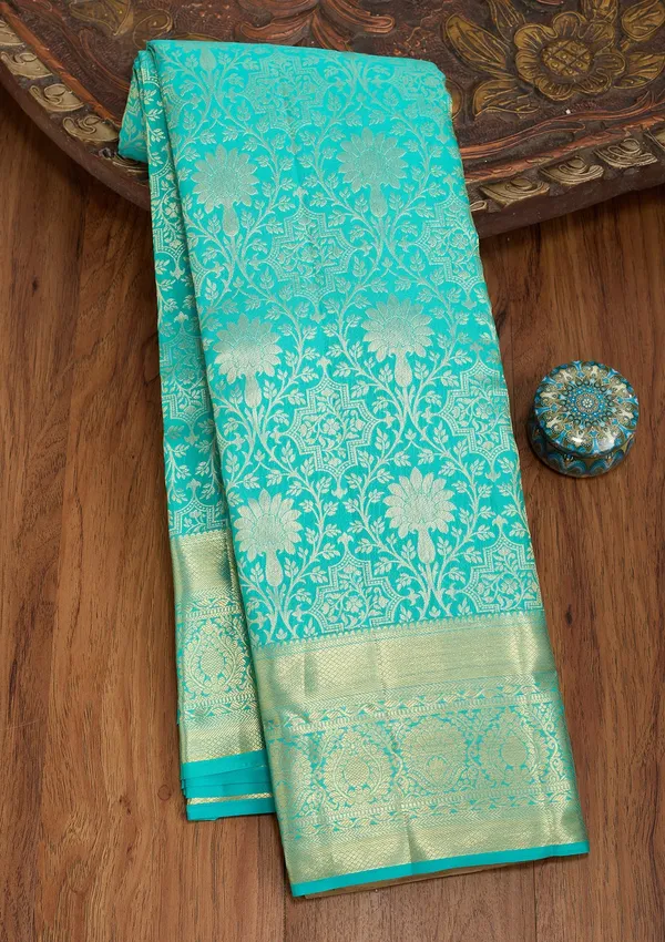 Turquoise_Blue_Dharmavaram_Pure_Silk_Saree