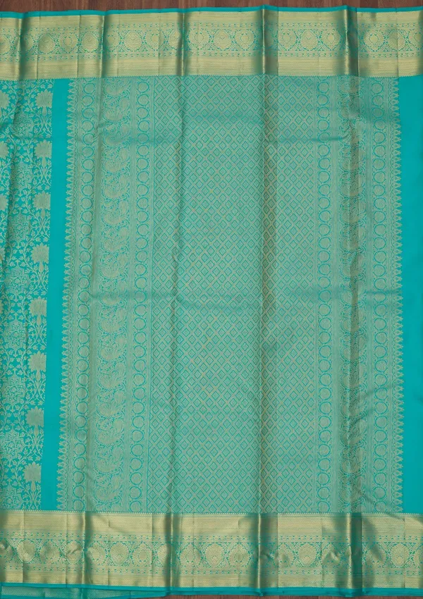 Turquoise_Blue_Dharmavaram_Pure_Silk_Saree