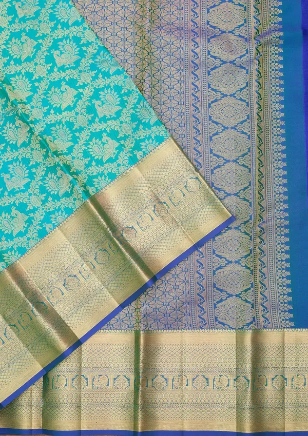 Turquoise_Blue_Kanjivaram_Pure_Silk_Saree