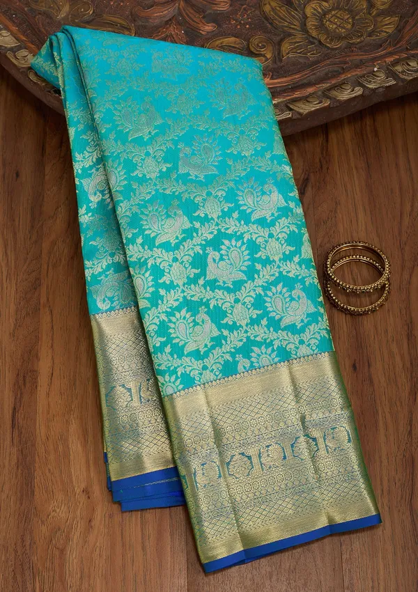 Turquoise_Blue_Kanjivaram_Pure_Silk_Saree