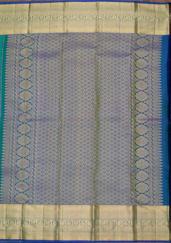 Turquoise_Blue_Silk_Jaal_Saree_With_Matching_Blouse_Piece