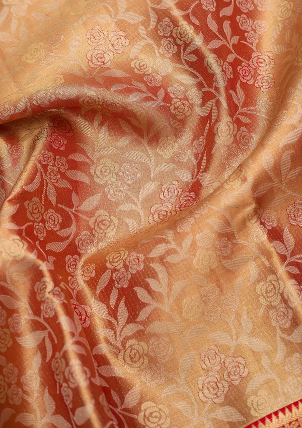 Peach_Silk_Jaal_Saree_With_Matching_Blouse_Piece