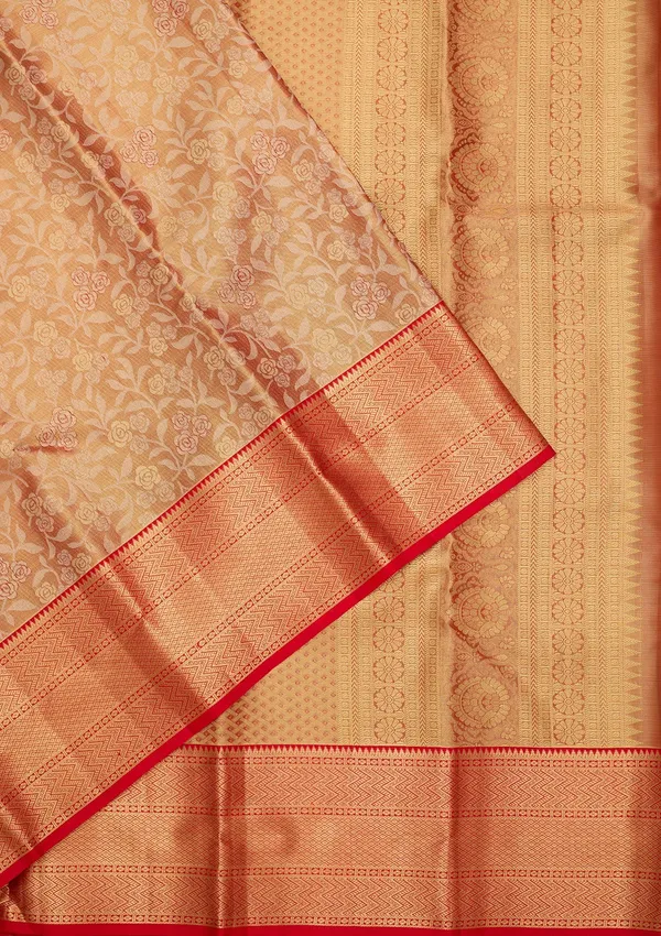 Peach_Silk_Jaal_Saree_With_Matching_Blouse_Piece