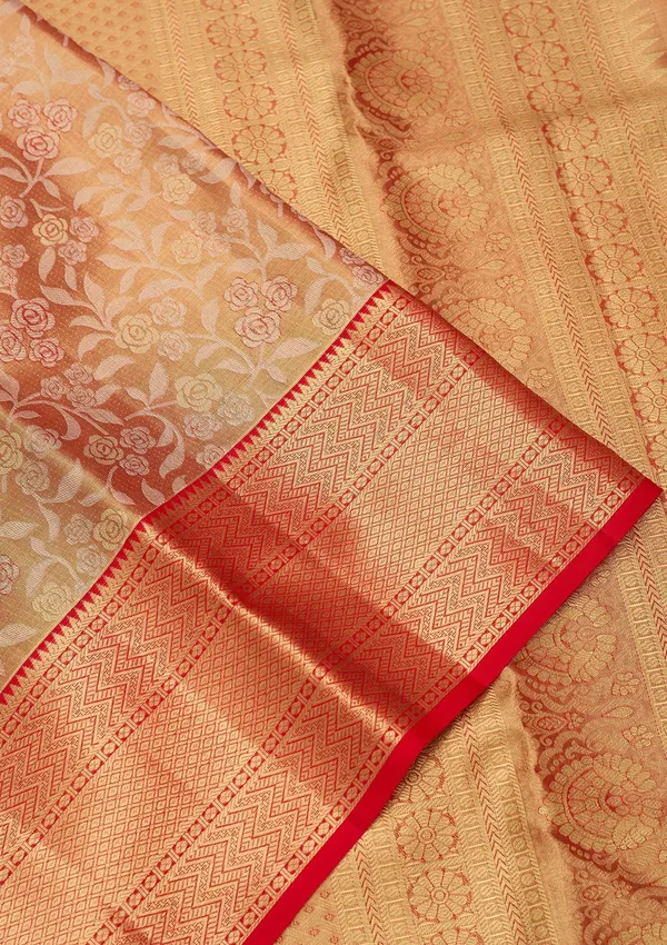 Peach_Silk_Jaal_Saree_With_Matching_Blouse_Piece