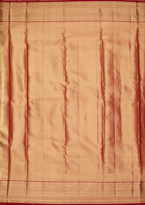 Peach_Silk_Plain_Saree_With_Matching_Blouse_Piece