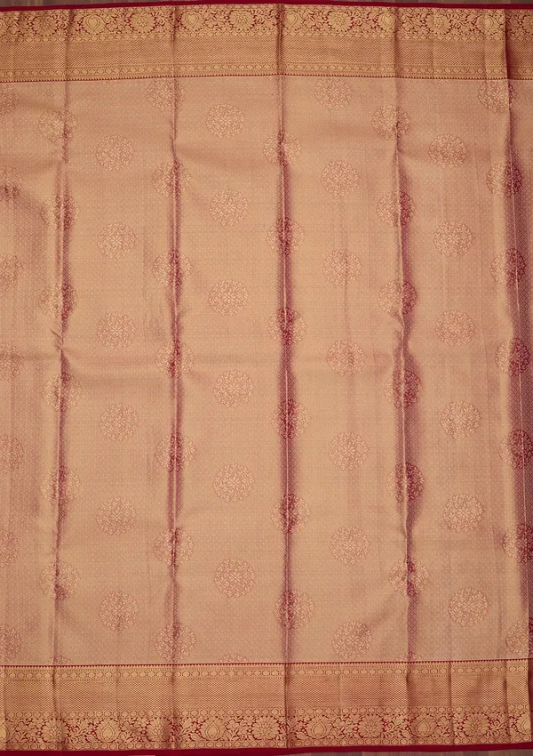 Peach_Silk_Jaal_Saree_With_Matching_Blouse_Piece
