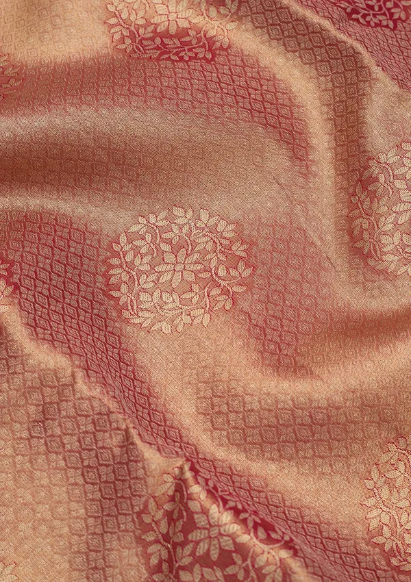 Peach_Silk_Jaal_Saree_With_Matching_Blouse_Piece