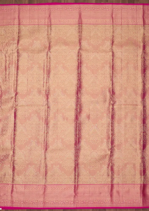 Pink_Silk_Jaal_Saree_With_Matching_Blouse_Piece