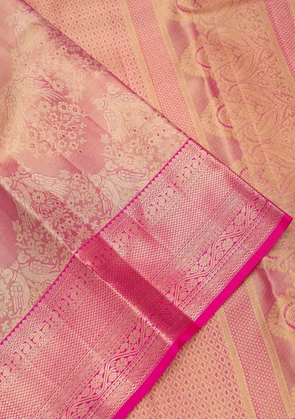 Pink_Silk_Jaal_Saree_With_Matching_Blouse_Piece