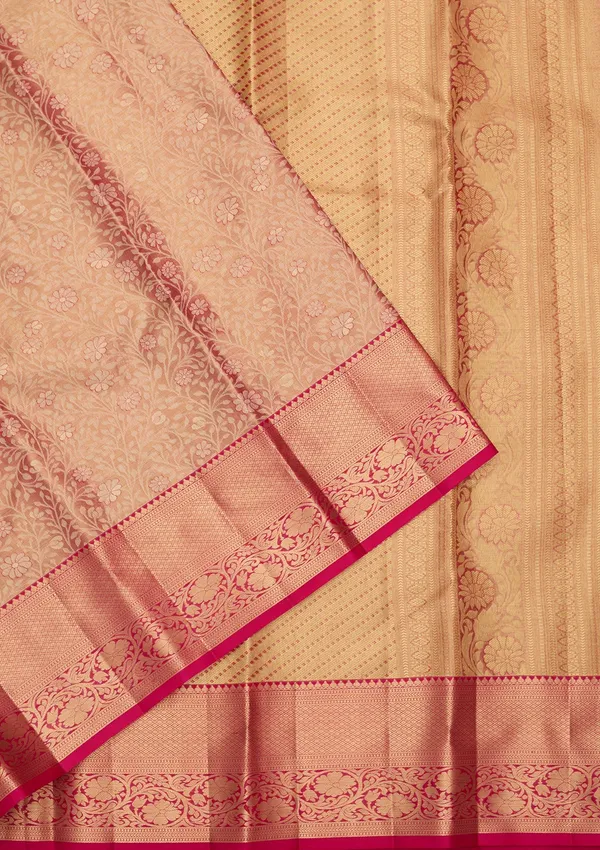 Peach_Silk_Jaal_Saree_With_Matching_Blouse_Piece