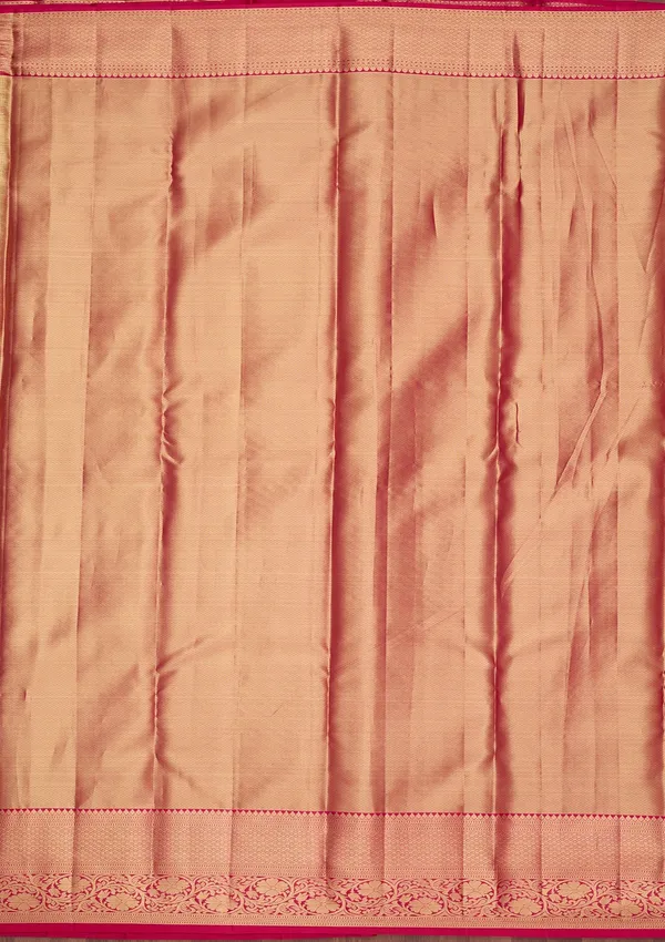 Peach_Silk_Jaal_Saree_With_Matching_Blouse_Piece