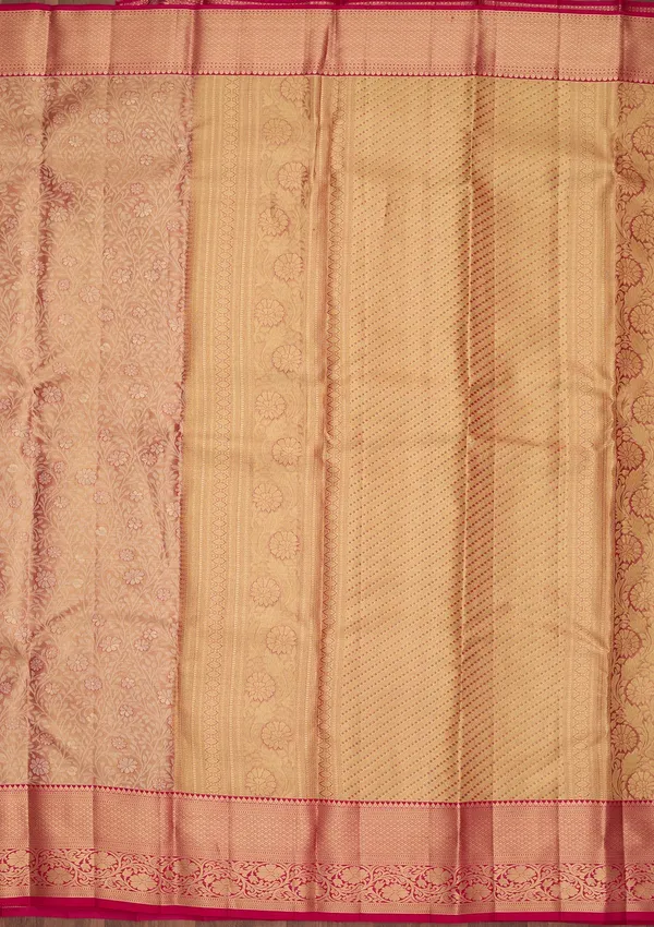 Peach_Silk_Jaal_Saree_With_Matching_Blouse_Piece